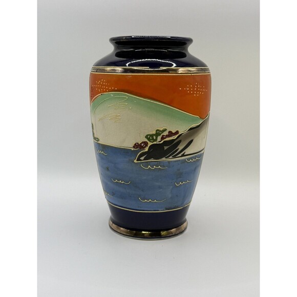 Vintage Japanese Hotta Yu Shoten & Co. Porcelain Satsuma Style Vase - Picture 3 of 7